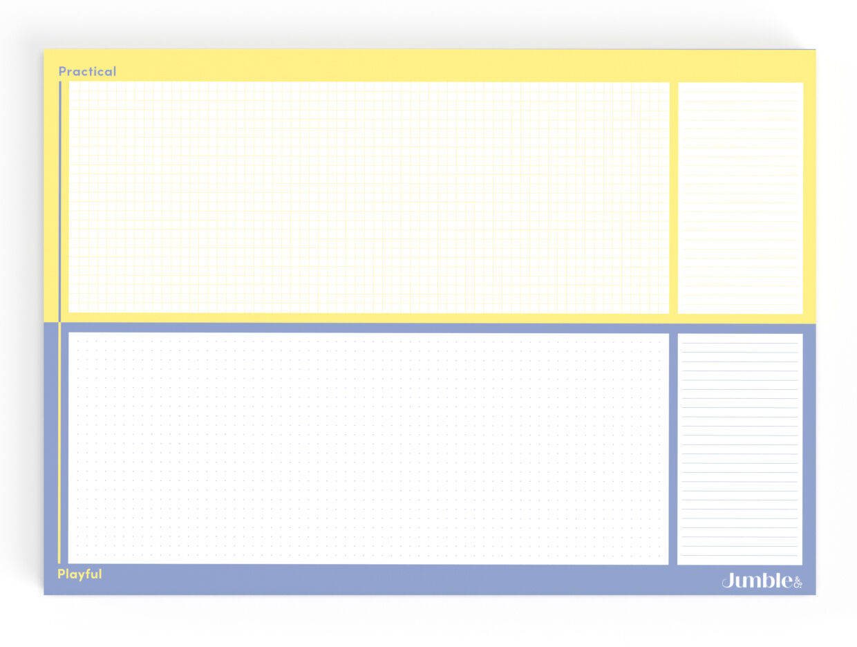 Jumble & Co Deskpad - A3 (80gsm) 50 Sheets Recycled: Grid Dotted & Ruled