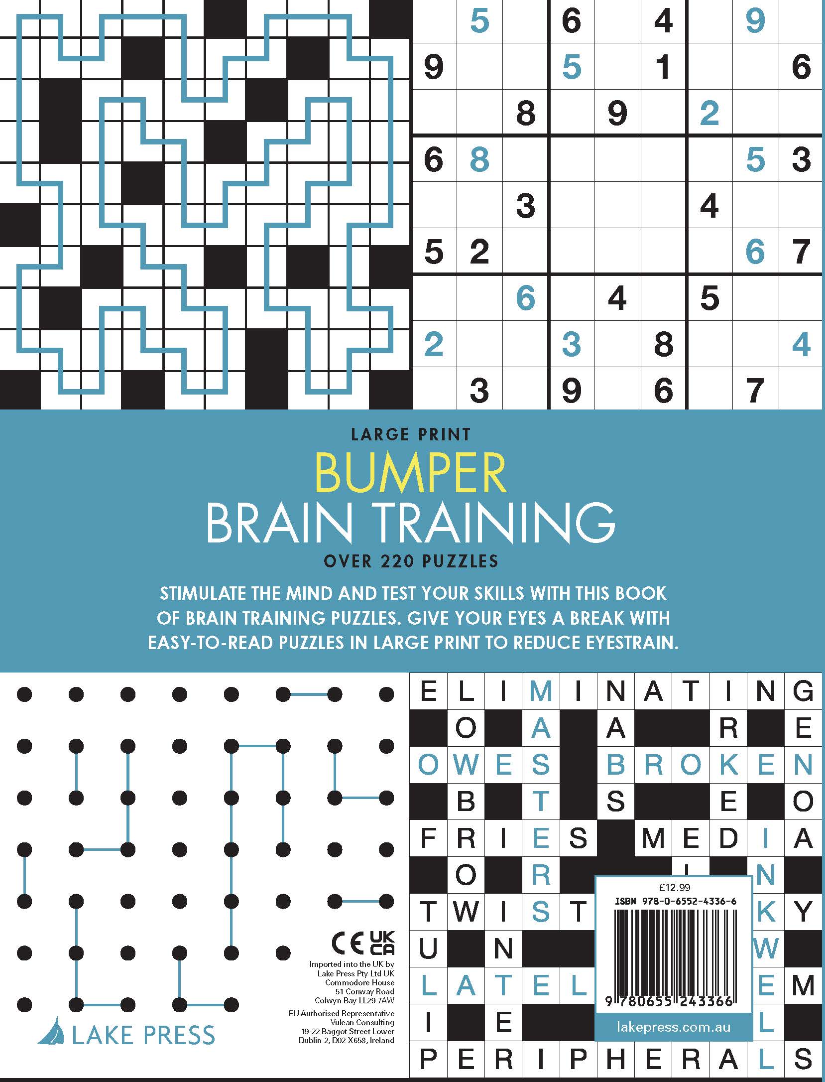 Large Print Bumper Puzzle Book - Brain Training (blue banner) — inside page 8