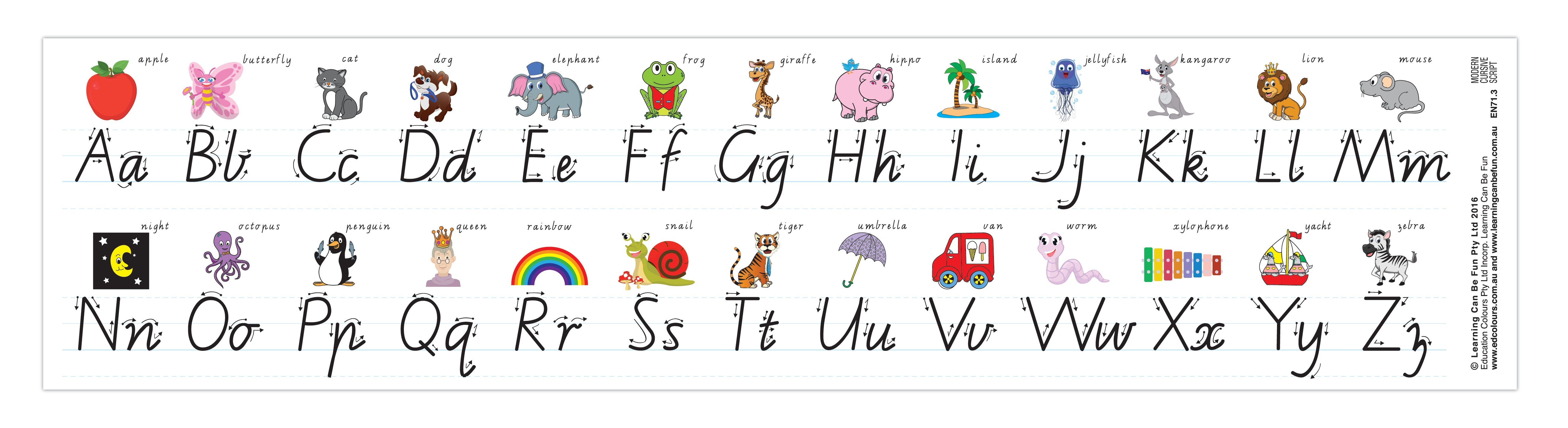 Alphabet Desk Strips - Victorian Modern Cursive Font