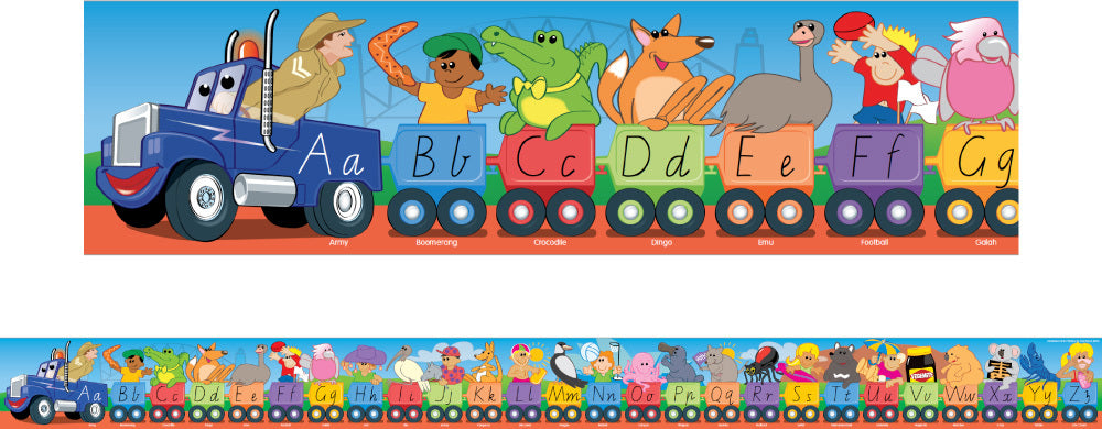 Aussie Alphabet Road Train (VIC Modern Cursive) - Large Borders (Pack of 12)