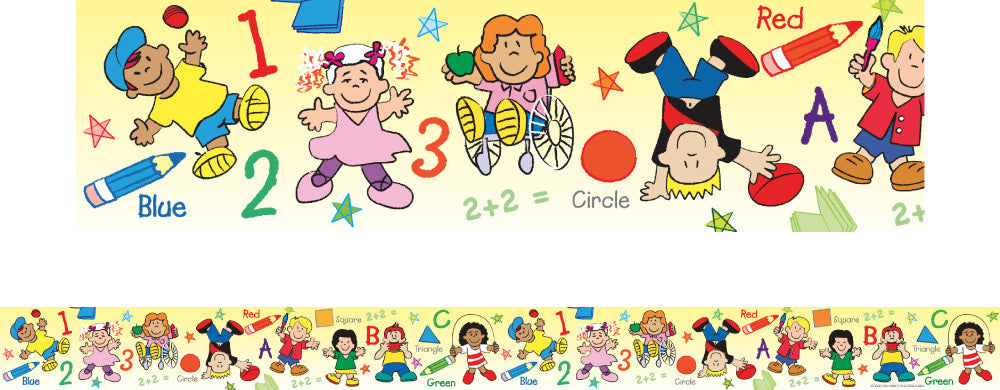 Kids at School Large Border (Previous Design)