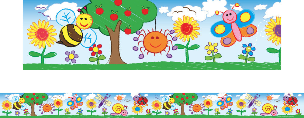 Bugs and Flowers Kid Drawn Large Border (Previous Design)