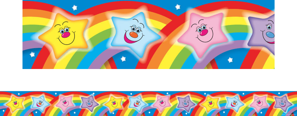 Stars with Rainbows Large Border