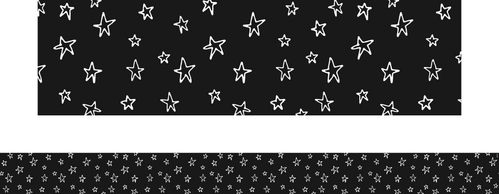 Black & White Stars - Large Border (Pack of 12)