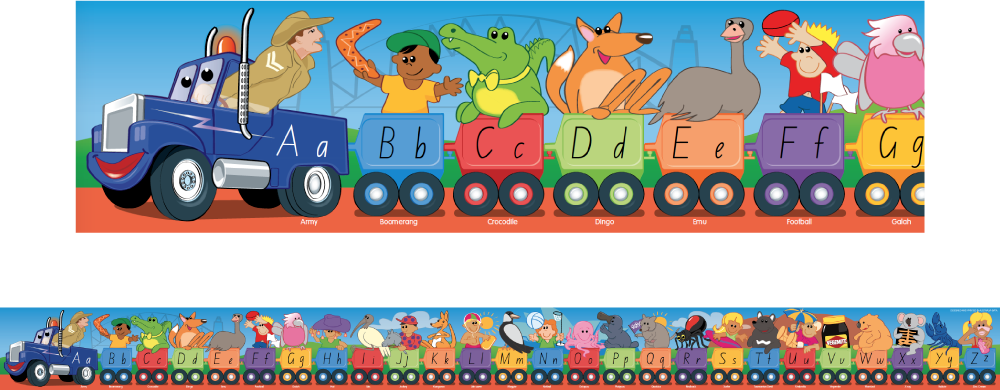 Aussie Alphabet Road Train (NSW Foundation Style) - Large Borders (Pack of 12)