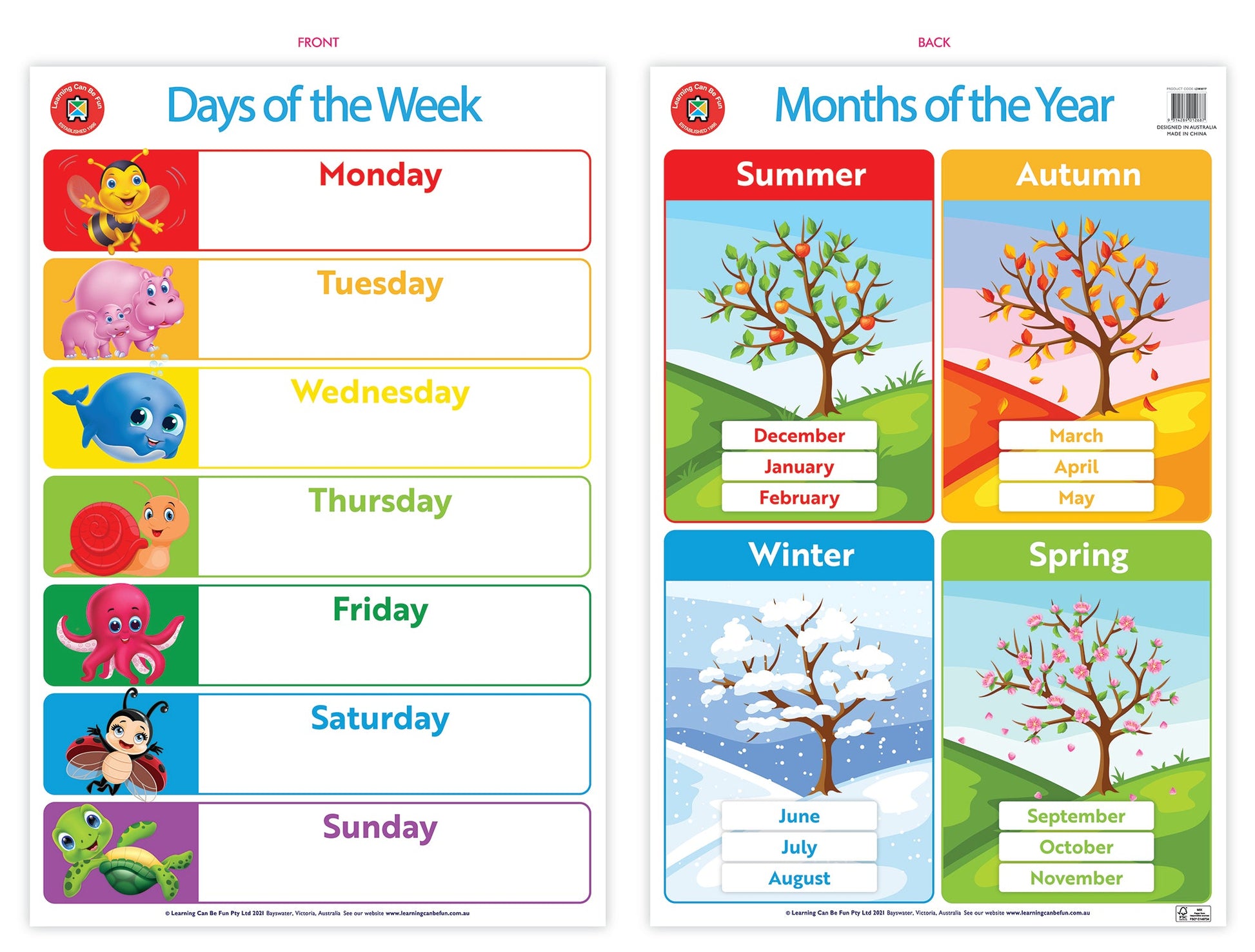 Days Of The Week And Months Of The Year Poster