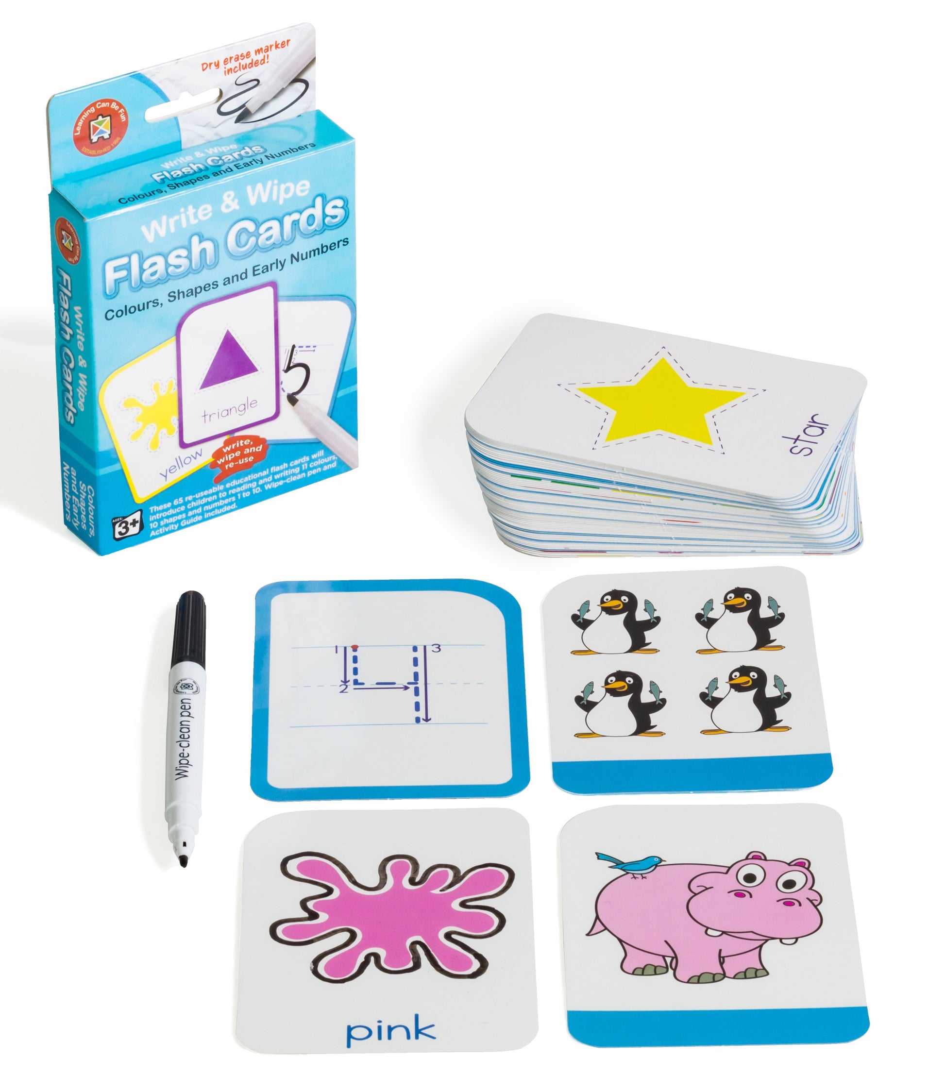 Write & Wipe Flash Cards - Colours, Shapes and Early Numbers