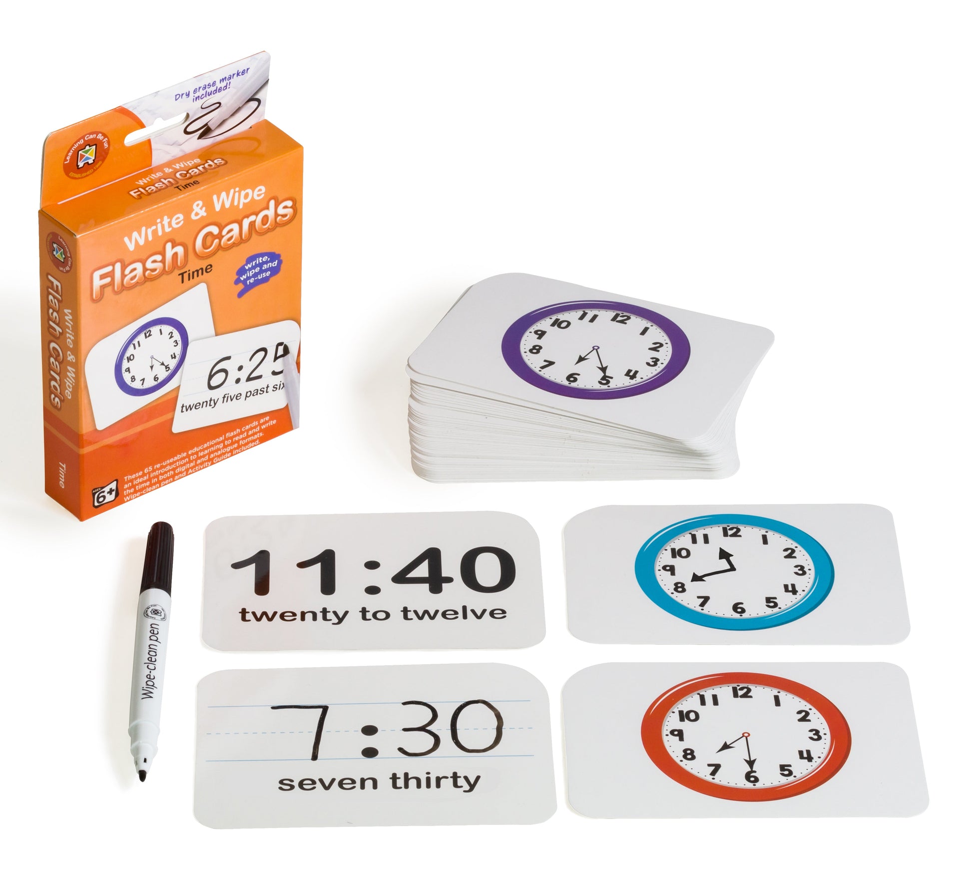 Write & Wipe Flash Cards - Time