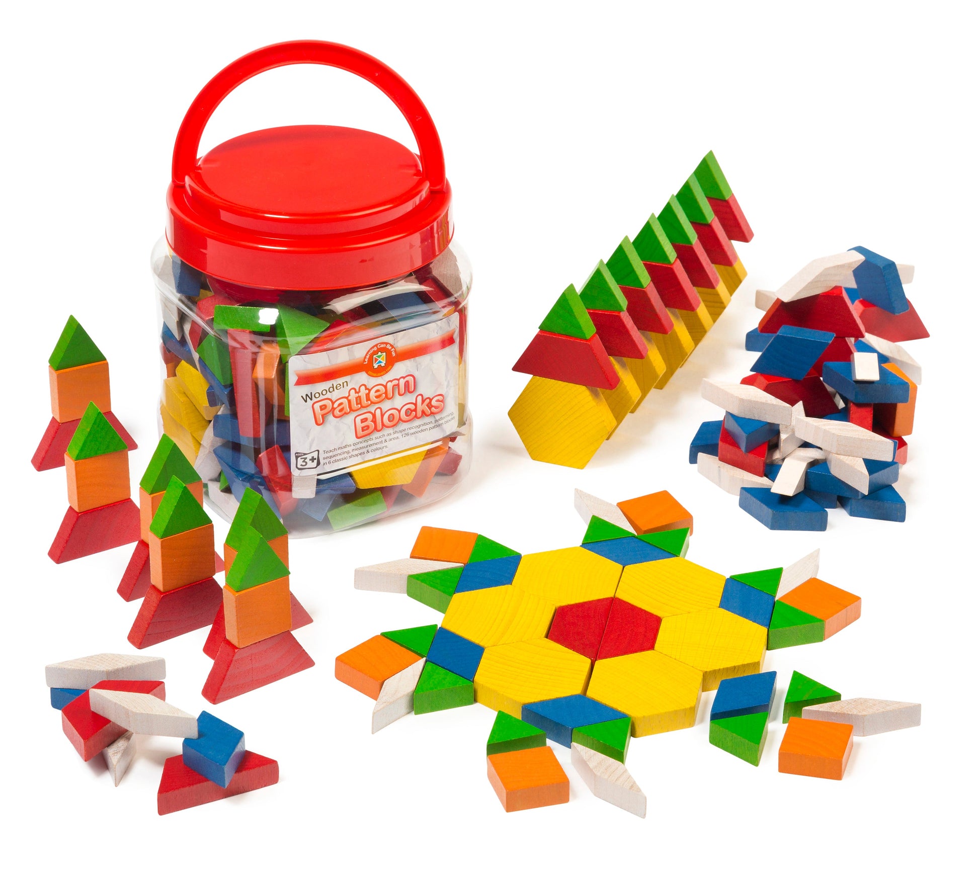 Wooden Pattern Blocks - Jar of 126