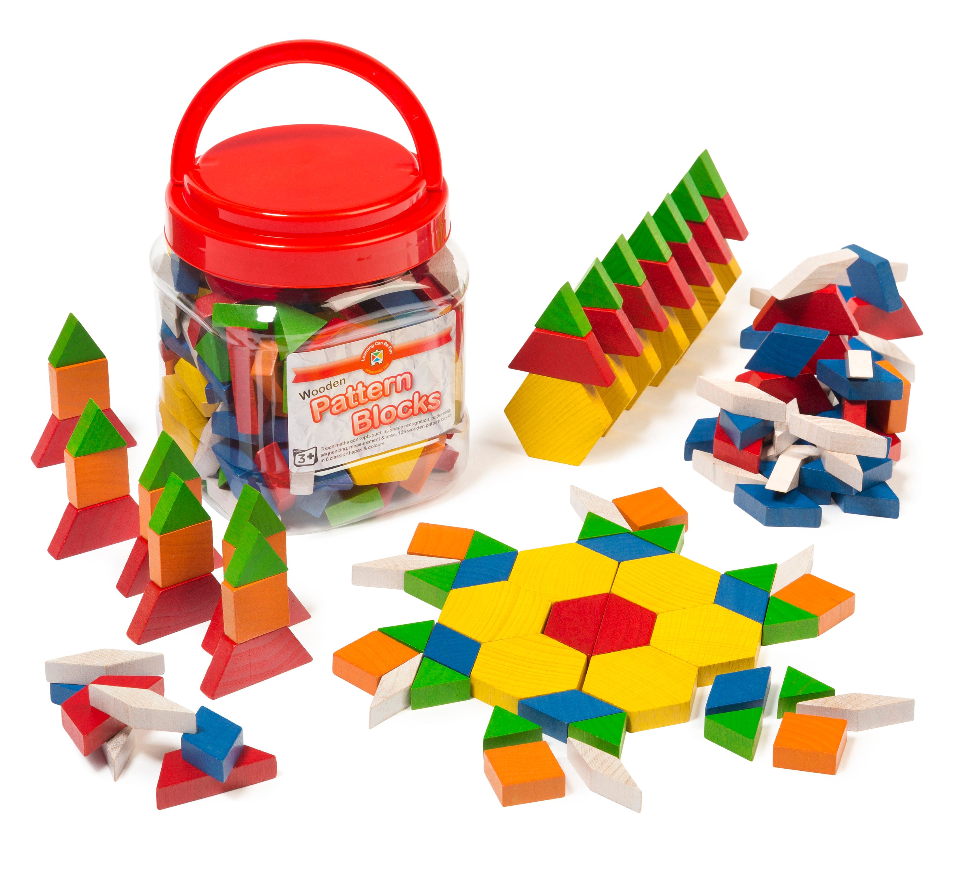 Wooden Pattern Blocks - Jar of 126