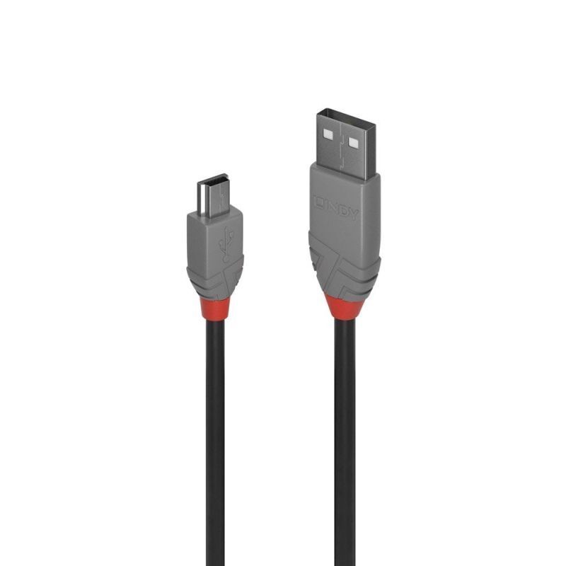 Lindy 1m USB-A 2.0 to Mini-B Cable Anthra Line
