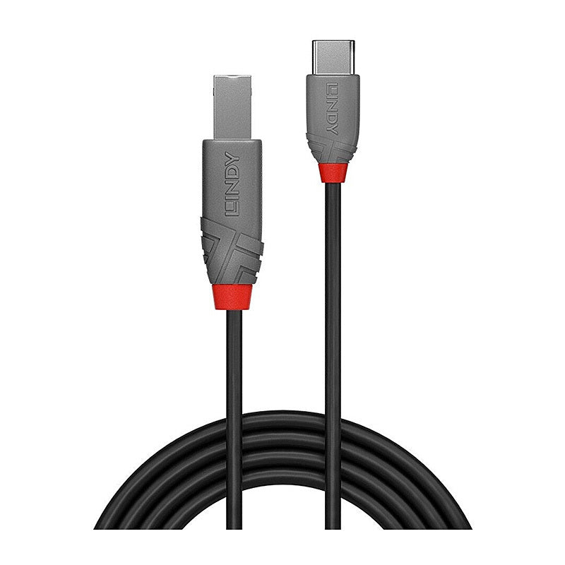 Lindy 3m USB 2.0 Type C To B Cable, Anthra Line [36943]