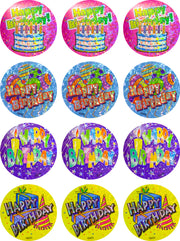 Happy Birthday Holographic (40mm) - Large Merit Stickers (Pack of 48) - Previous Design