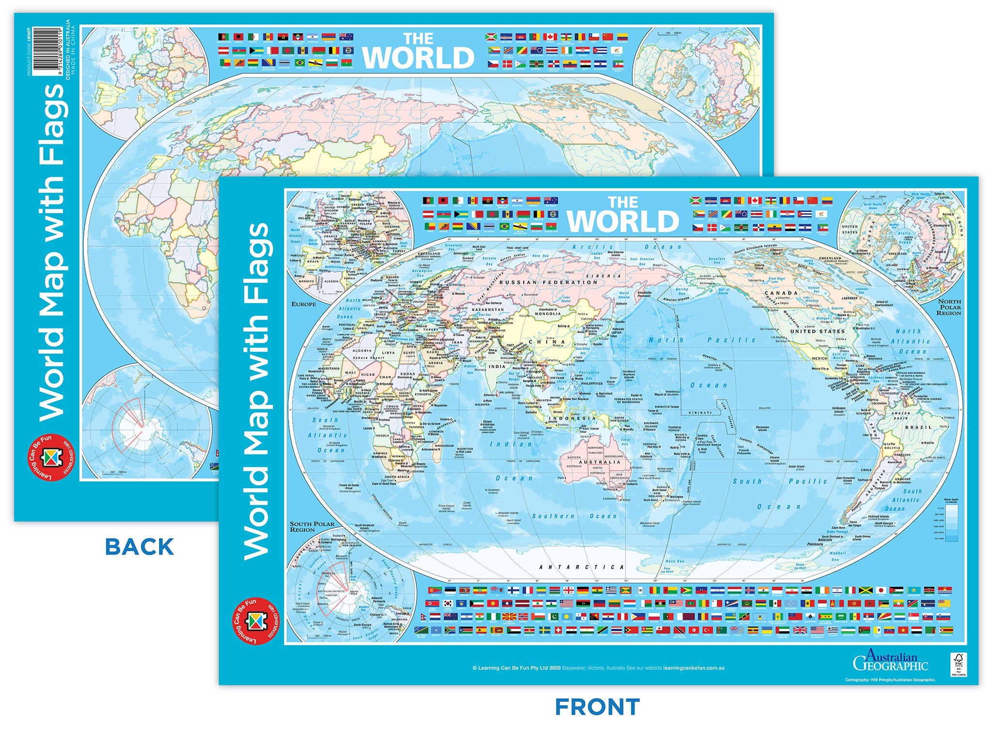 World Map With Flags Poster