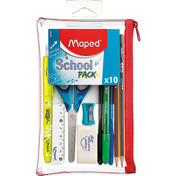 Maped Student Kit - School Pencil Case (10 Pieces): Transparent