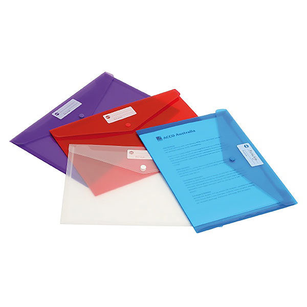Marbig Document Wallet (A4) - Button: Blue