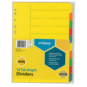Marbig Dividers (A4) Manilla - Bright Colour 10 Tab