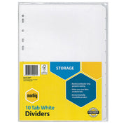 Marbig Dividers (A4) Manilla (10 Tab) Reinforced Strip: White