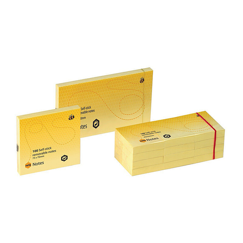 Marbig Notes Yellow 75 x 75mm - 12 Pack