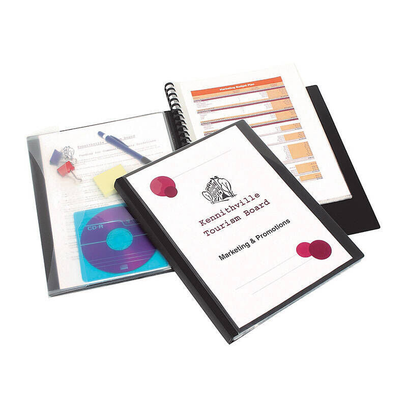 Marbig Pro Refillable Display Book 20 Pocket with Wallet Black