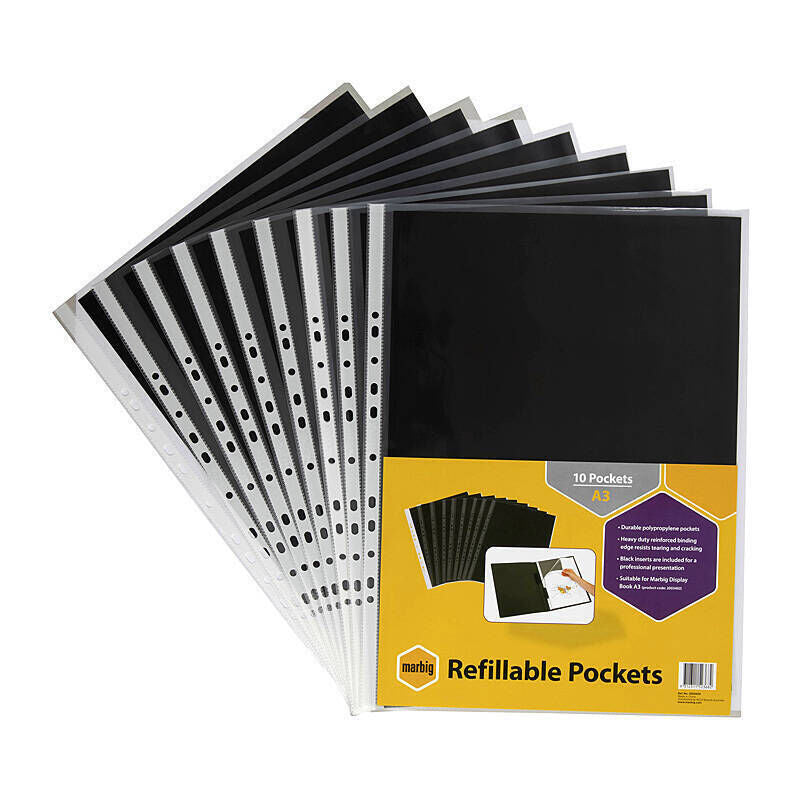 Marbig Display Book Refills A3 - Pack Of 10