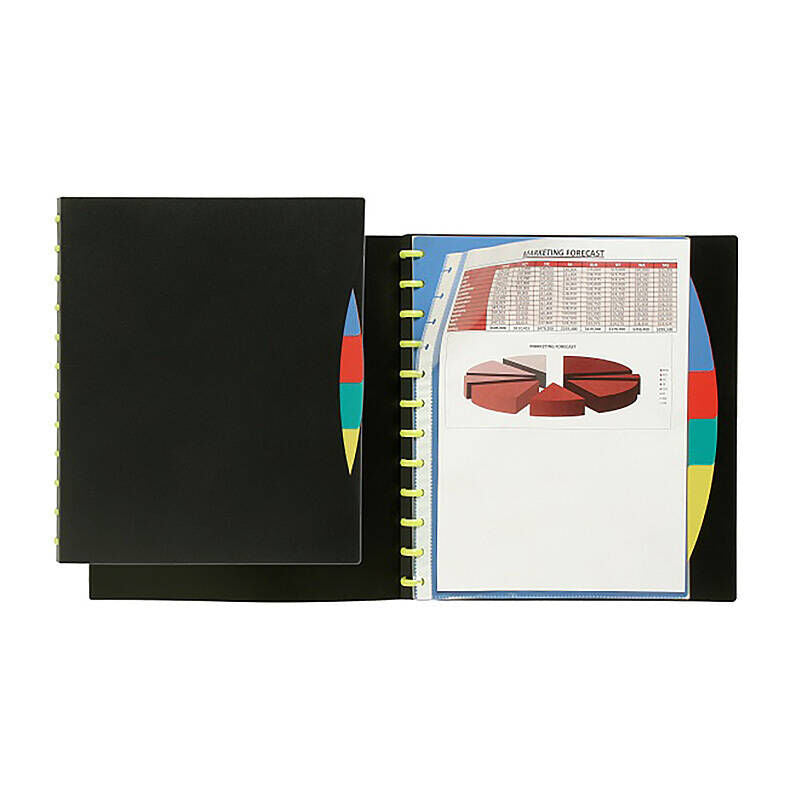 Marbig Kwik Zip Refil Display Book A4 20Poc W/Polypropylene Div Black