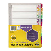 Marbig Indices & Divider Jan-Dec Tabs Reinforced A4 Fluo