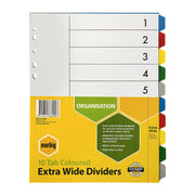 Marbig Indices & Dividers 10 Tabs Polypropylene A4 Extra Wide