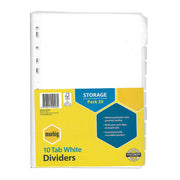 Marbig Indices & Divider 10 Tabs Manil A4 Wht - Pack of 20