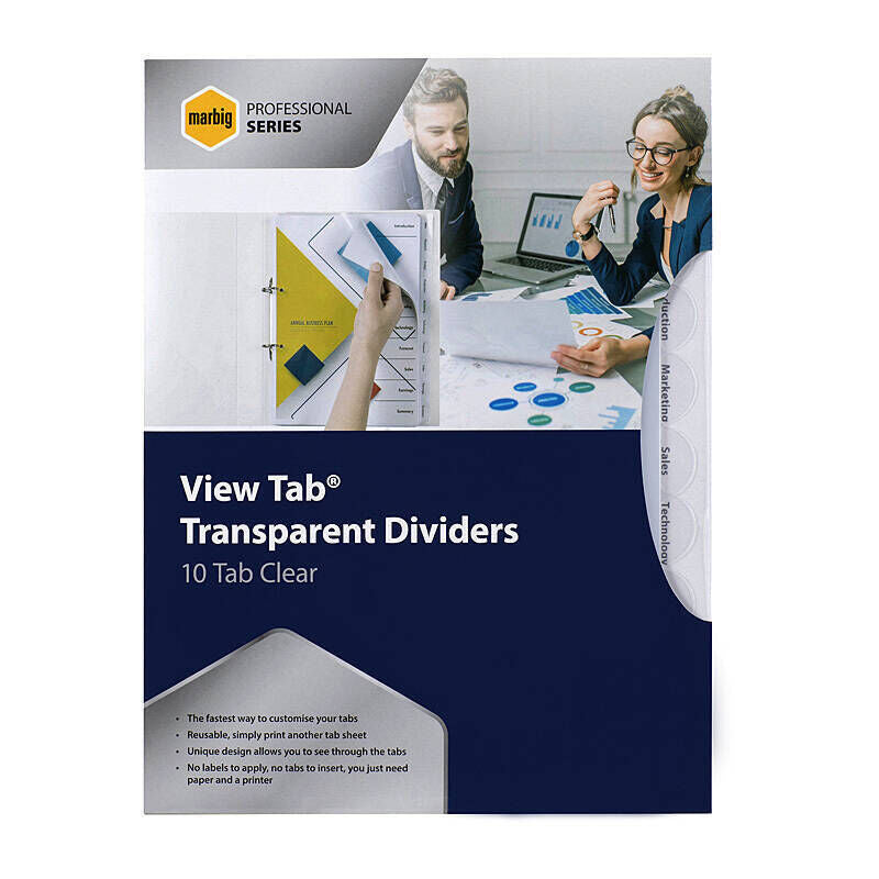 Marbig Pro Indices & Dividers 10 Tabs Polypropylene A4 Clear