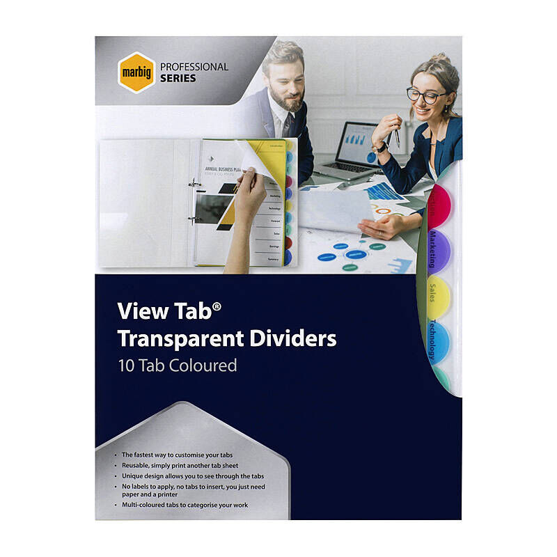Marbig Pro Indices & Dividers 10 Tabs Polypropylene A4 Multi