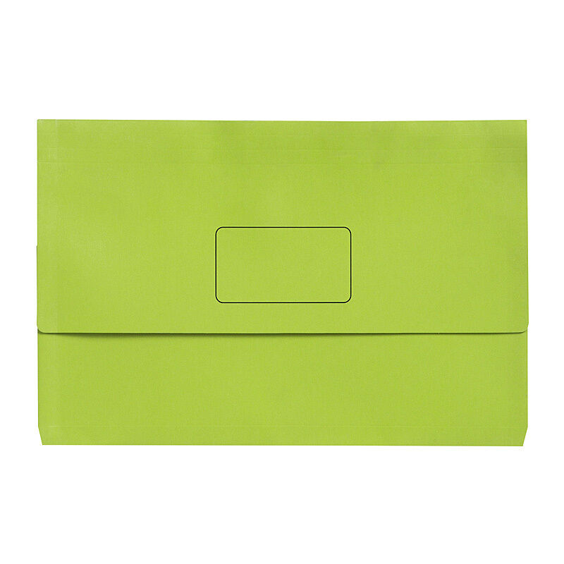 Marbig Slimpick Foolscap Document Wallet Bright - Green (Pack of 10)
