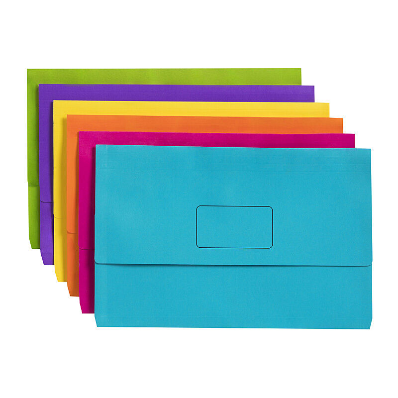 Marbig Slimpick F/C Document Wallet Brt Asst - Pack of 10