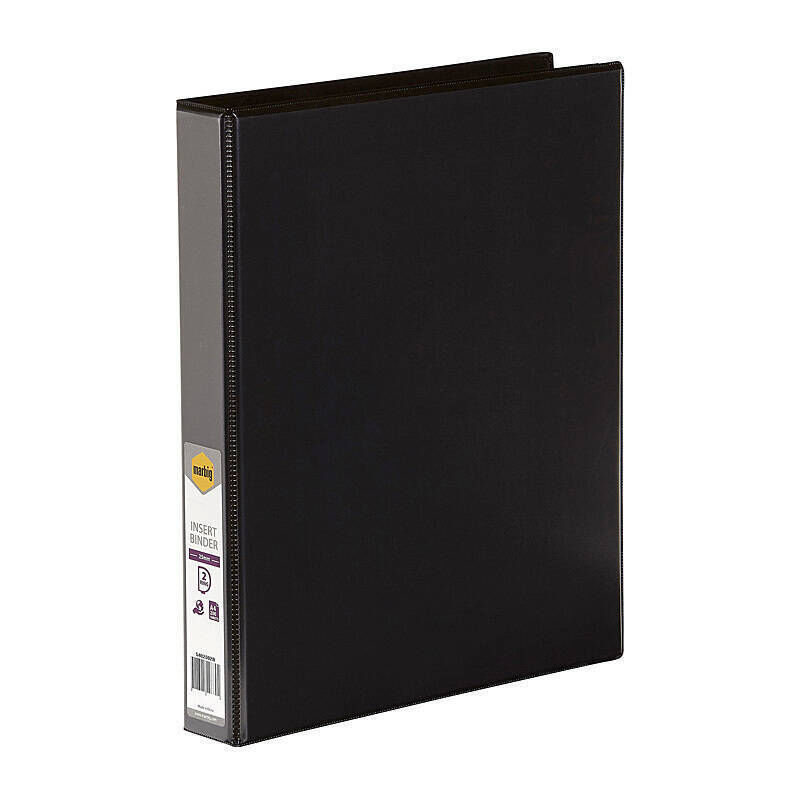 Marbig Clearview Insert Binder A4 25mm 2 D-Ring Black