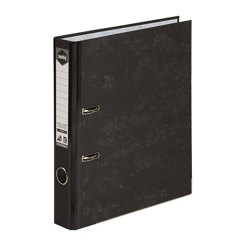 Marbig Half L/Arch File A4 Reinforce Spine Black Mot