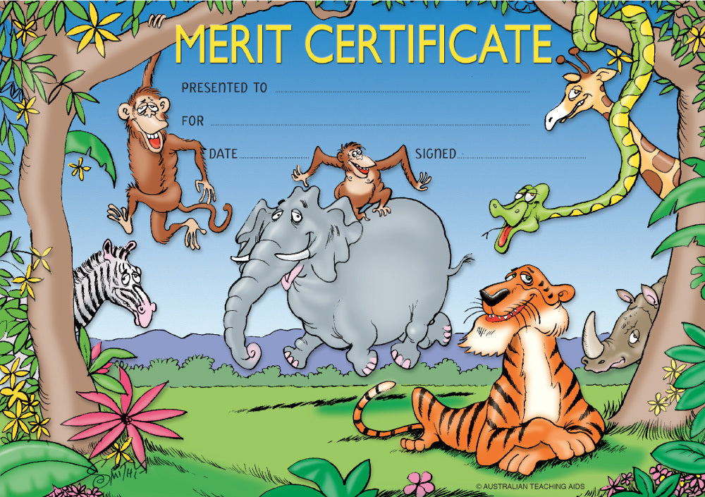 Zoo Animals Merit Certificate - Pack of 200 (Previous Design)