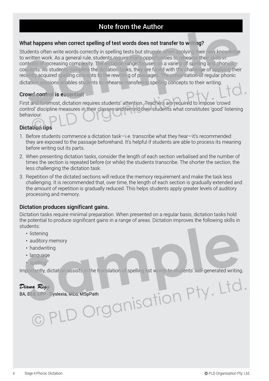 Phonic Dictation - Stage 4 (Revised Edition)