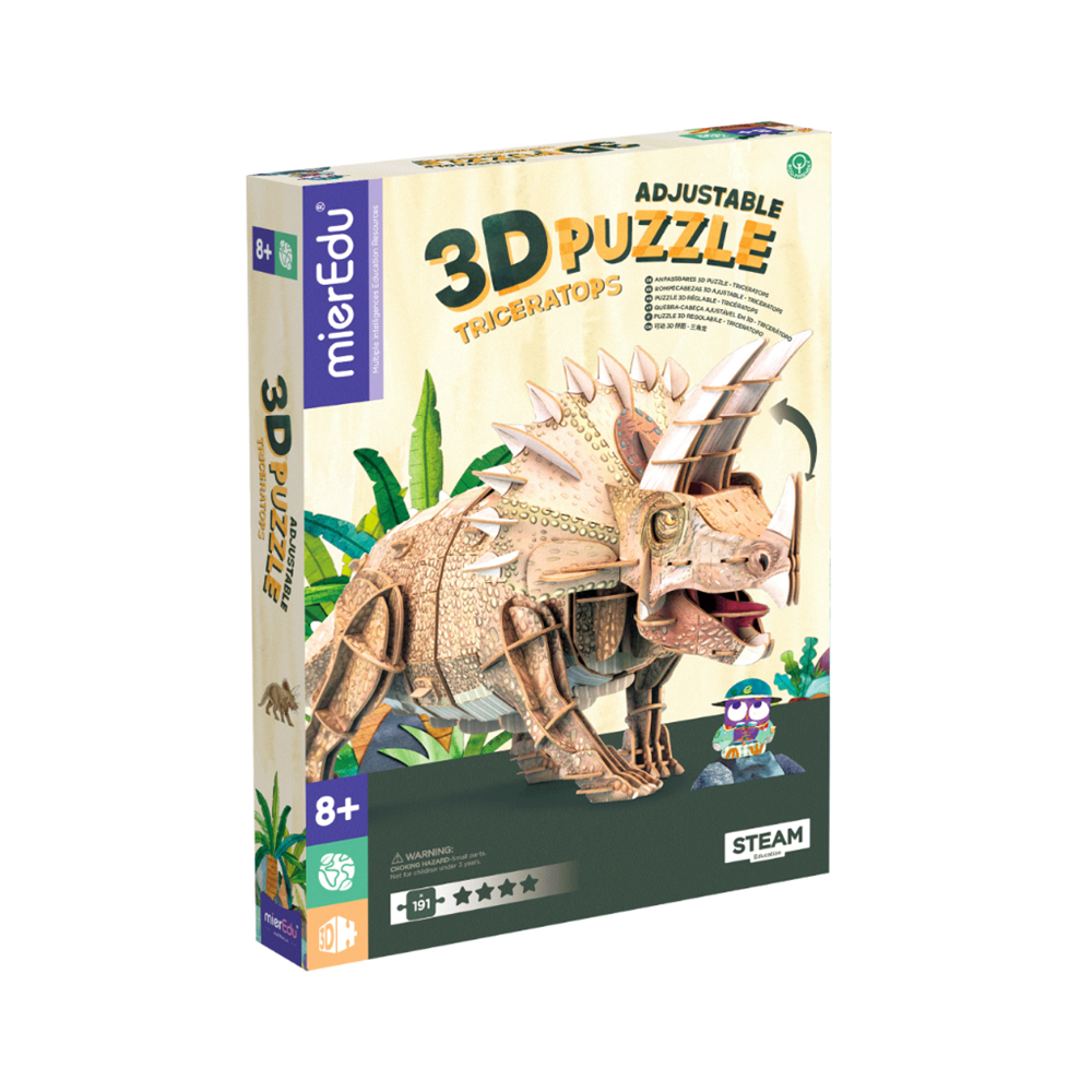 mierEdu Adjustable 3D Puzzle - Triceratops Deluxe