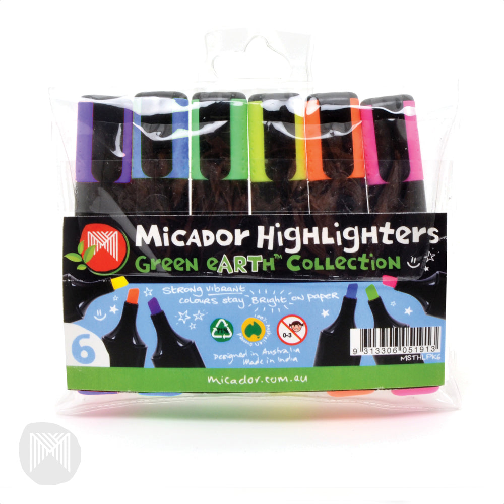 Micador Highlighters - Eco Wallet: Assorted (Pack of 6)