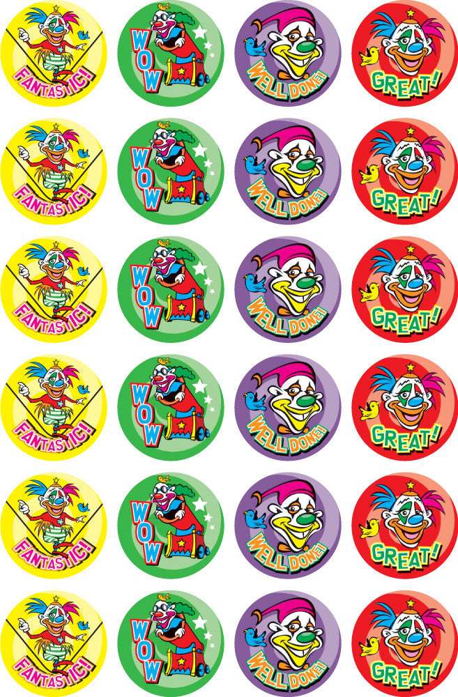 Clowns In Town Merit Stickers