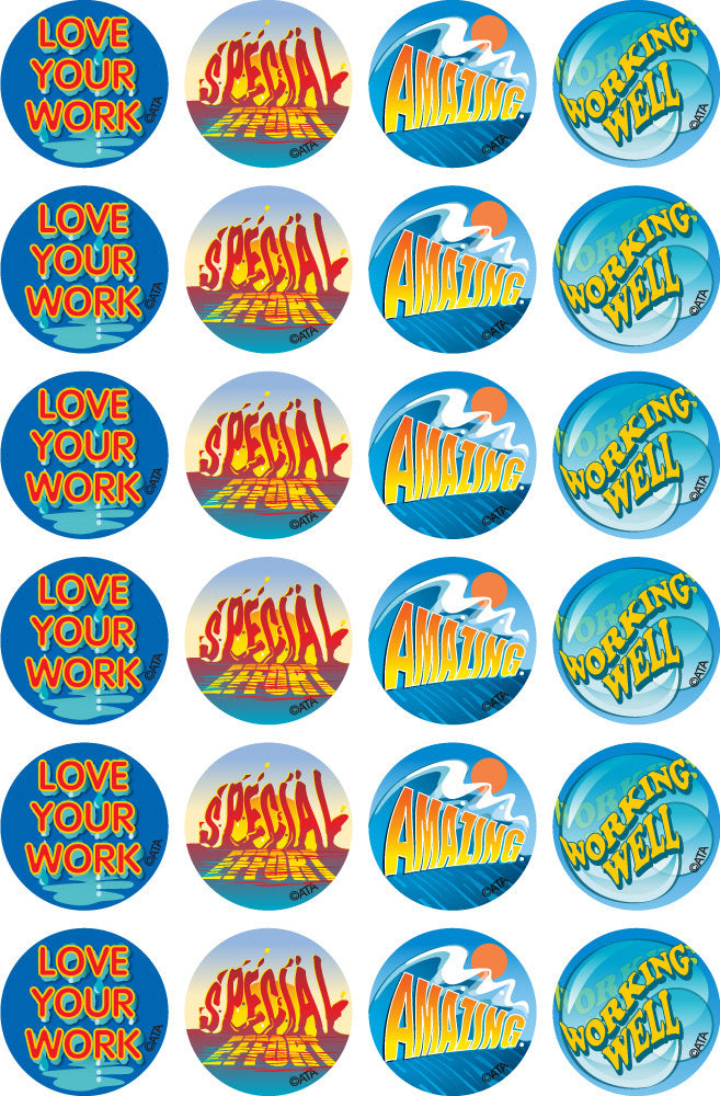Water Words Merit Stickers