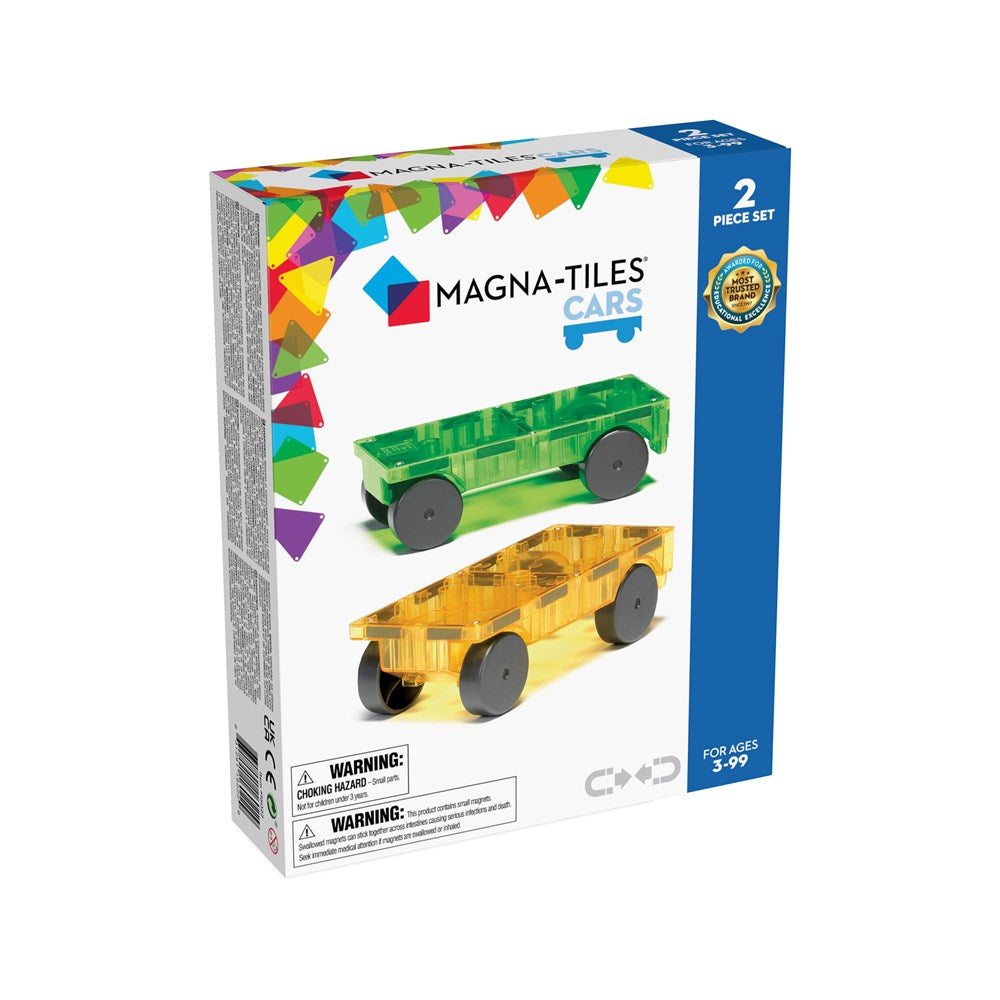 Magna-Tiles Cars - 2 Piece Expansion Set - Green & Yellow