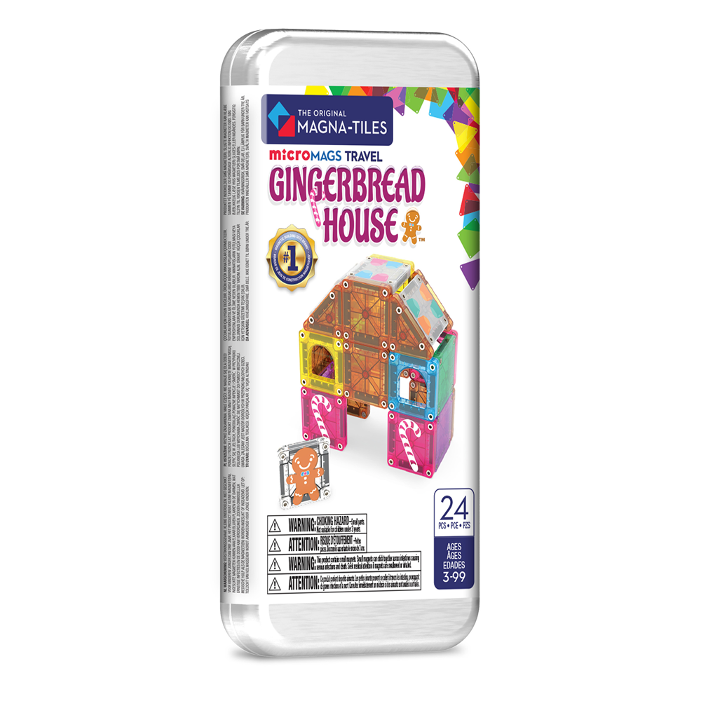 Magna-Tiles microMAGS - Gingerbread House Travel Set - 24 Piece Set
