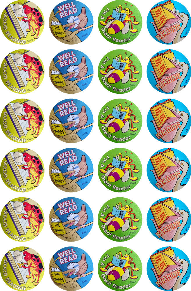 Bugs & Birds Reading Metallic Stickers