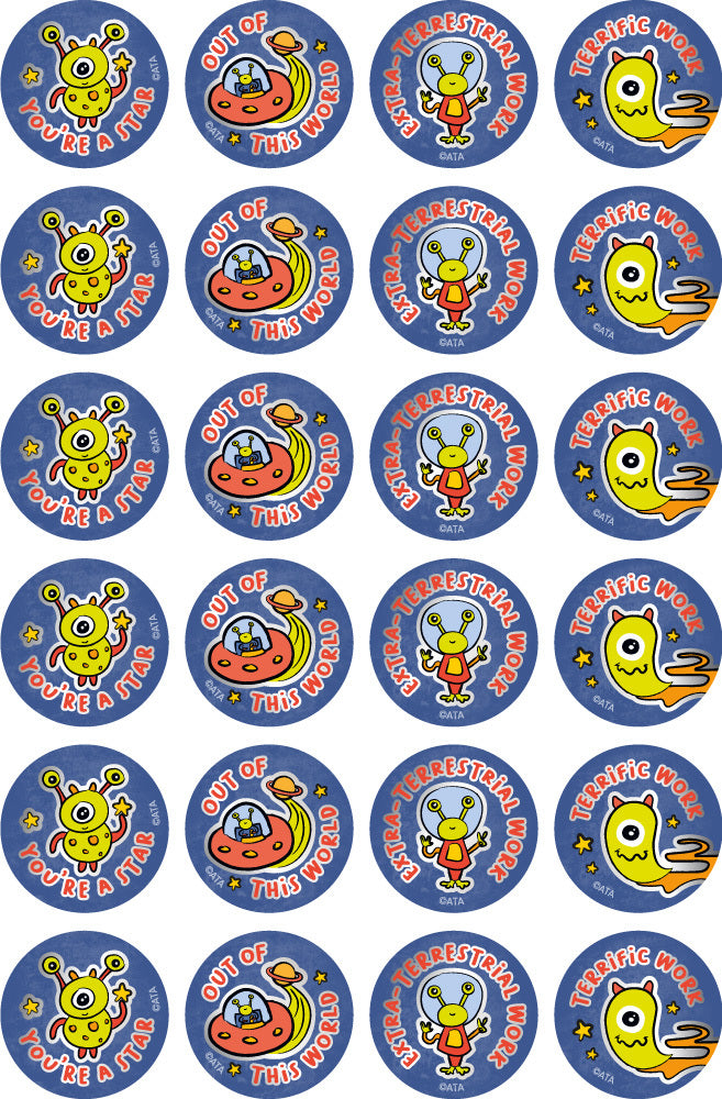 Alien Invaders - Metallic Merit Stickers (Pack of 96)