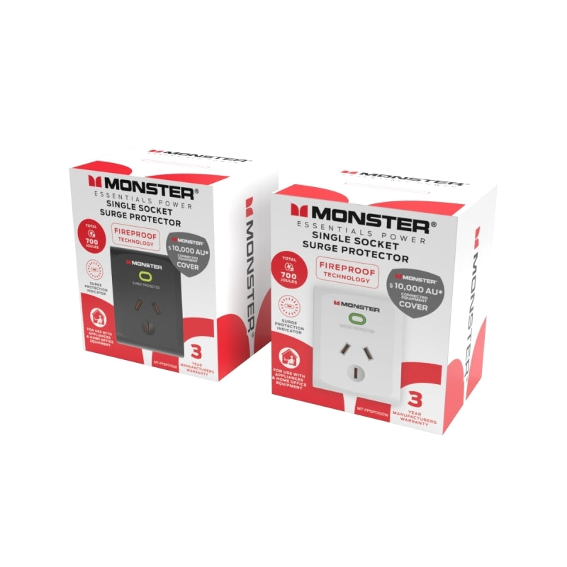 Monster Single Socket Surge Protector White [MT-FPSP1700W]