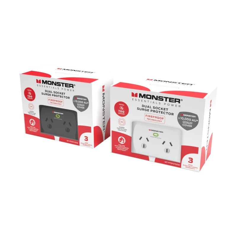 Monster Dual Socket Surge Protector Black [MT-FPSP2700B]