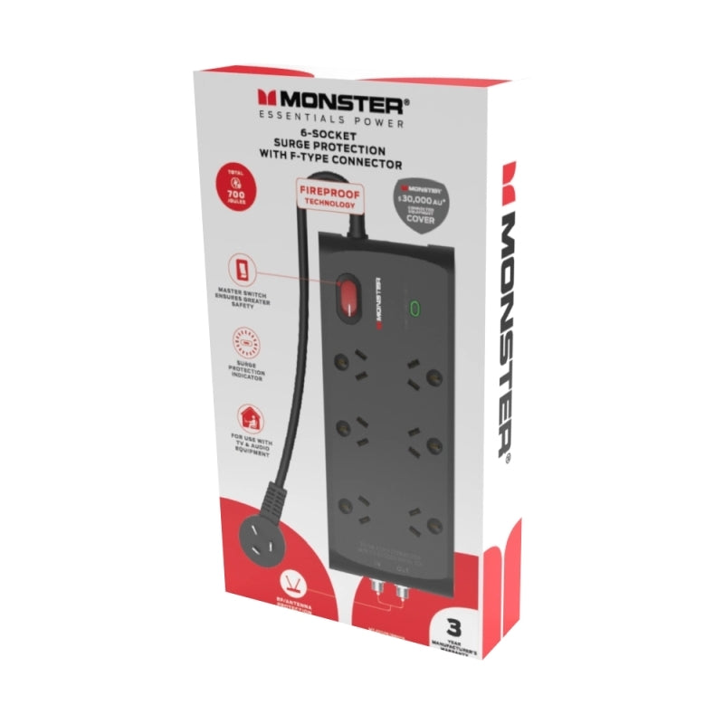 Monster 6 Socket Surge Protection Board with F-Type Connectors [MT-FPSP6700RFB]