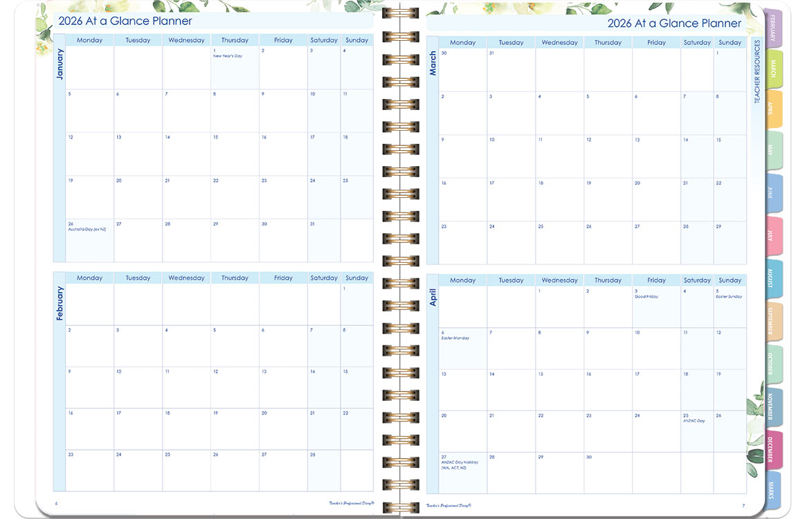Deluxe Primary 6-Period Daily Planner 2027 - Acacia - A4, Wiro Bound — Createl 2524D — image 5