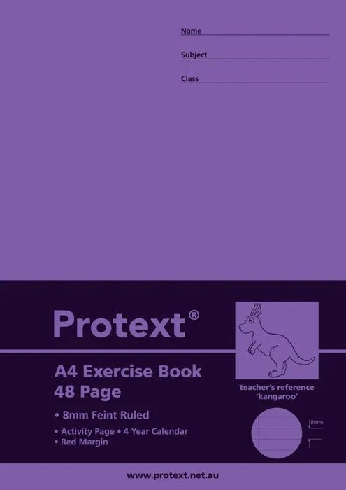 Protext A4 Exercise Book - 8mm Ruled (Kangaroo) 48PG